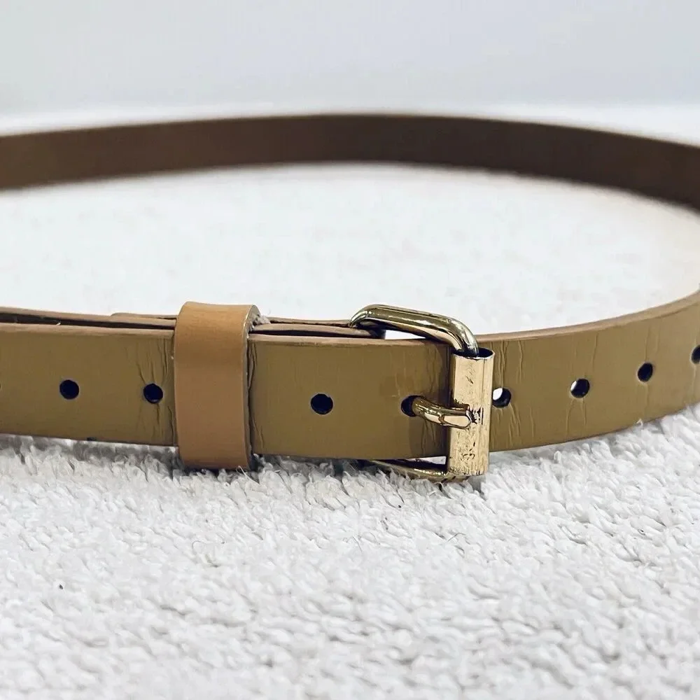 Gap Tan Patent Leather Belt Skinny Small Fashion Waist Preppy Old Money 3/4